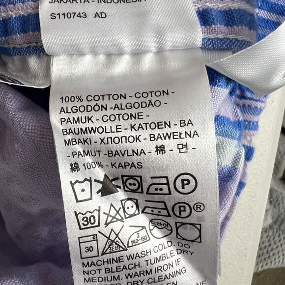 Levis Mens Purple‎ Blue Plaid Seersucker Short Sleeve Button Up Shirt Large - Picture 5 of 5